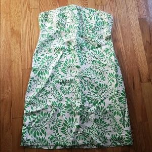 Vineyard vines green vines silk strapless dress